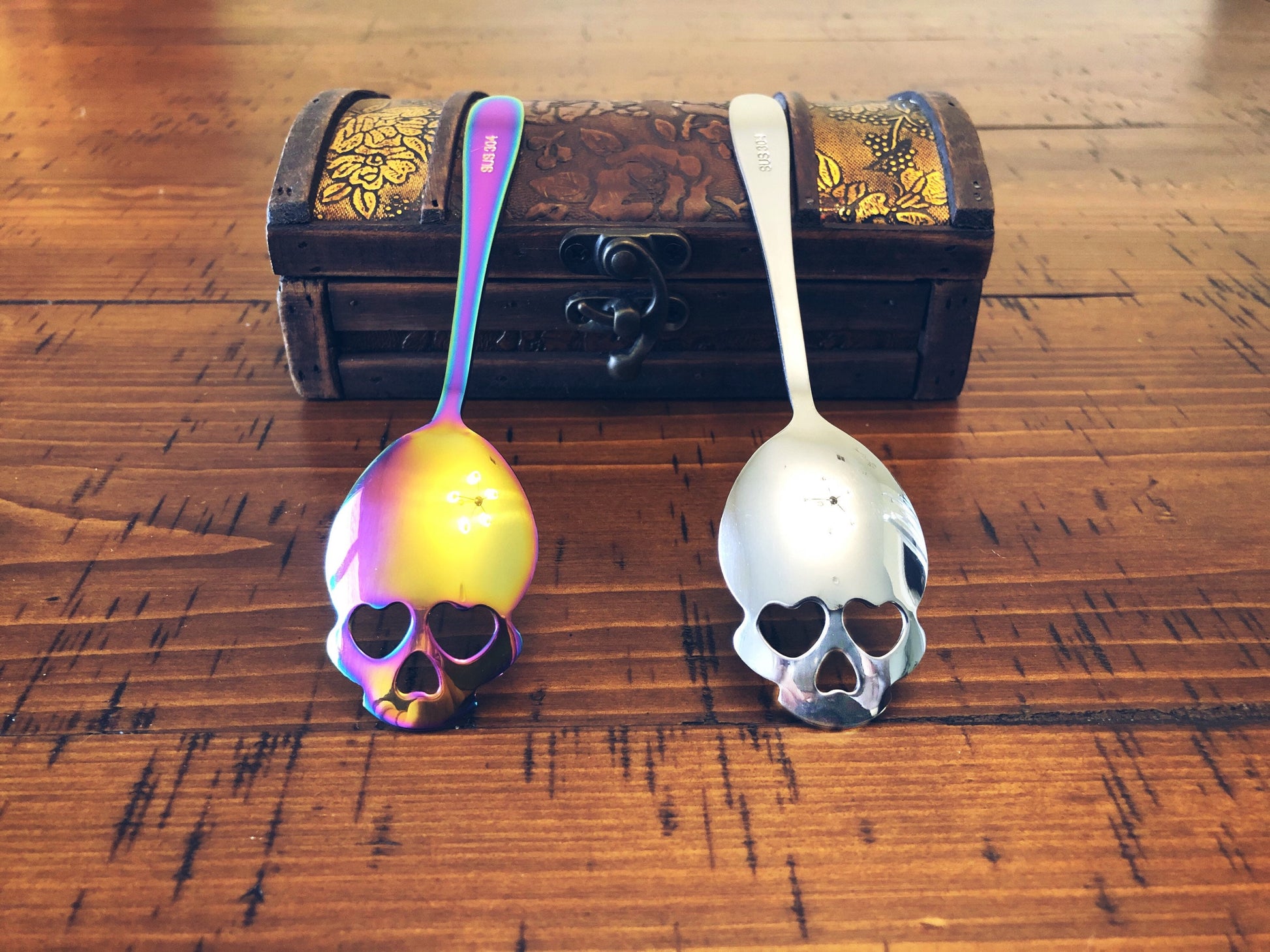 Skull Sugar Spoon / Tea Spoon 2 Colors /Halloween Spoons