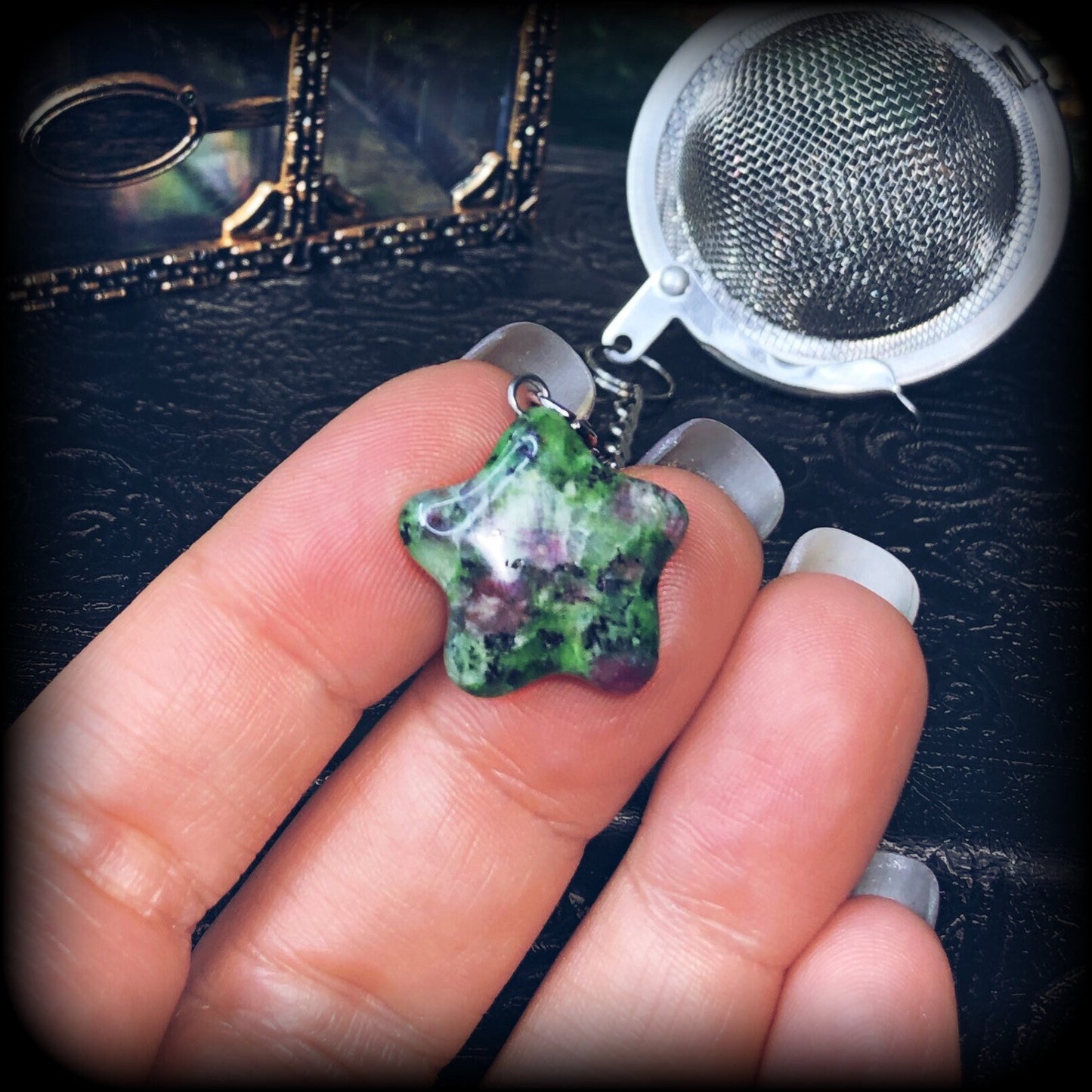 Ruby Zoisite Skull, Moon, or Star Tea Ball / Infuser